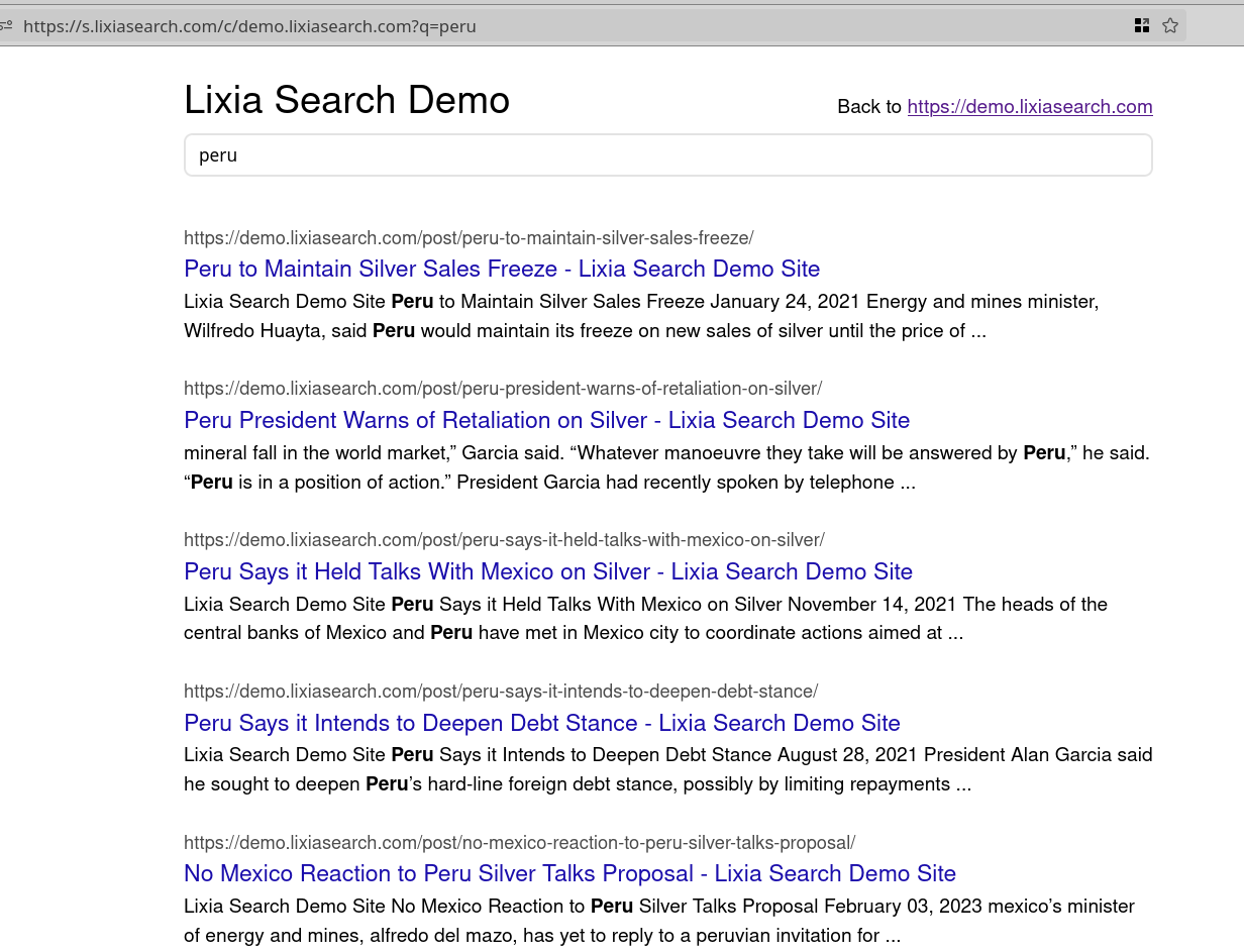 Hosted search page example